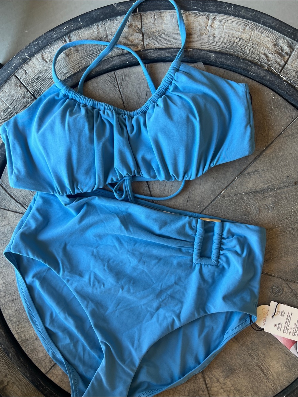Beautiful CALIA by Carrie Underwood Blue Ruched top Bikini Set